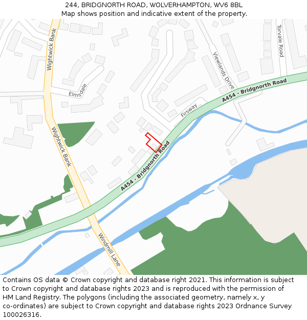 244, BRIDGNORTH ROAD, WOLVERHAMPTON, WV6 8BL: Location map and indicative extent of plot