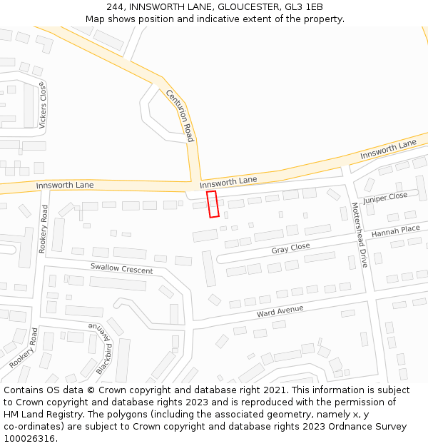 244, INNSWORTH LANE, GLOUCESTER, GL3 1EB: Location map and indicative extent of plot