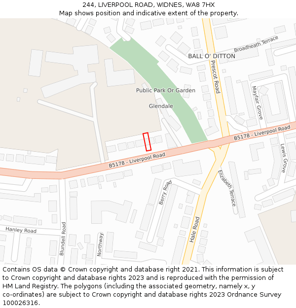 244, LIVERPOOL ROAD, WIDNES, WA8 7HX: Location map and indicative extent of plot