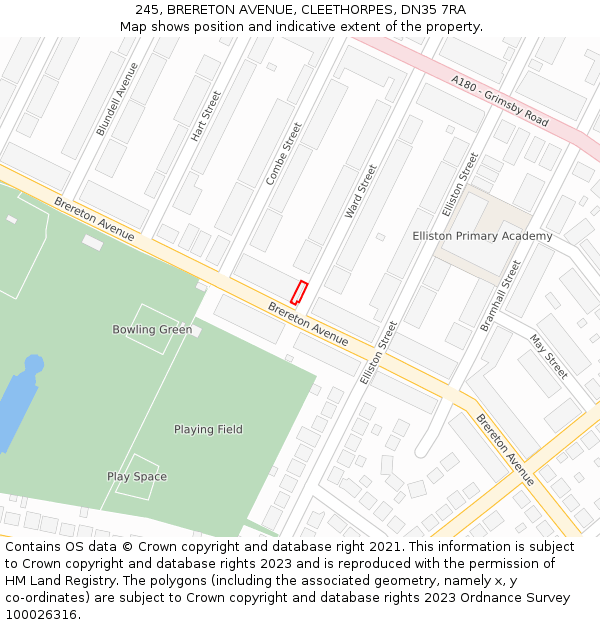 245, BRERETON AVENUE, CLEETHORPES, DN35 7RA: Location map and indicative extent of plot