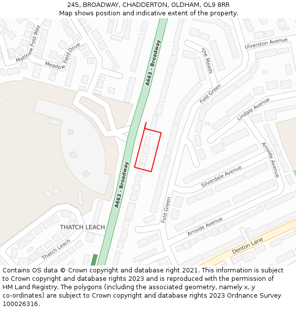 245, BROADWAY, CHADDERTON, OLDHAM, OL9 8RR: Location map and indicative extent of plot