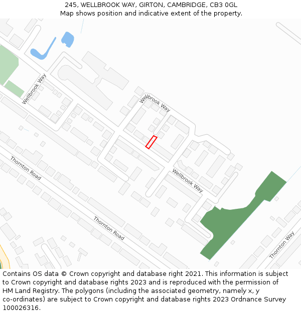 245, WELLBROOK WAY, GIRTON, CAMBRIDGE, CB3 0GL: Location map and indicative extent of plot