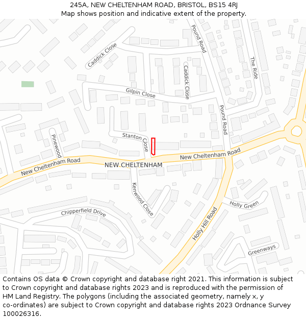 245A, NEW CHELTENHAM ROAD, BRISTOL, BS15 4RJ: Location map and indicative extent of plot