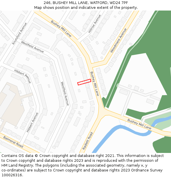 246, BUSHEY MILL LANE, WATFORD, WD24 7PF: Location map and indicative extent of plot