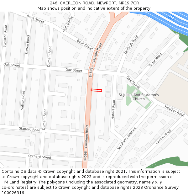 246, CAERLEON ROAD, NEWPORT, NP19 7GR: Location map and indicative extent of plot