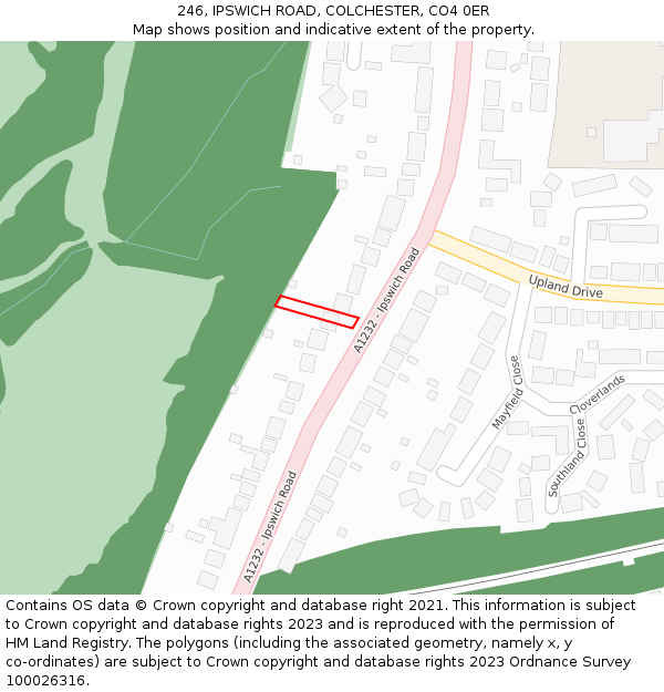 246, IPSWICH ROAD, COLCHESTER, CO4 0ER: Location map and indicative extent of plot