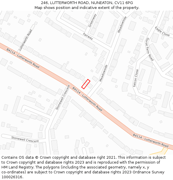246, LUTTERWORTH ROAD, NUNEATON, CV11 6PG: Location map and indicative extent of plot