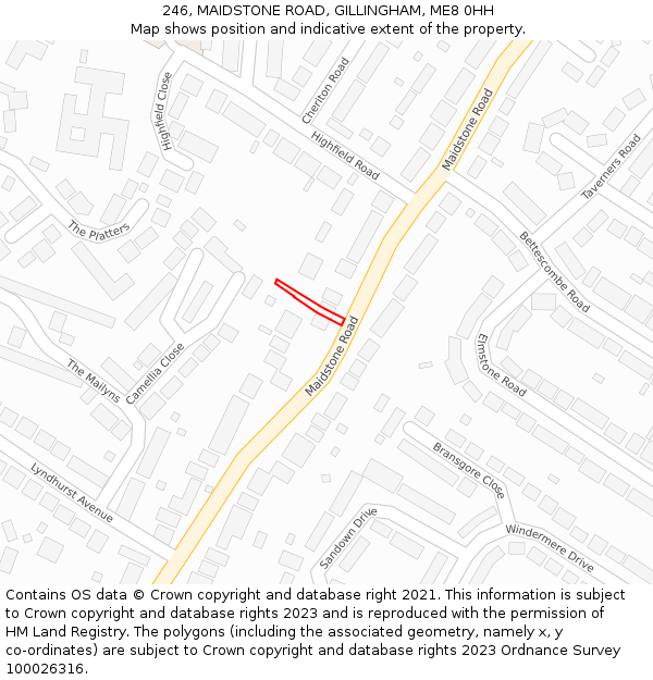 246, MAIDSTONE ROAD, GILLINGHAM, ME8 0HH: Location map and indicative extent of plot