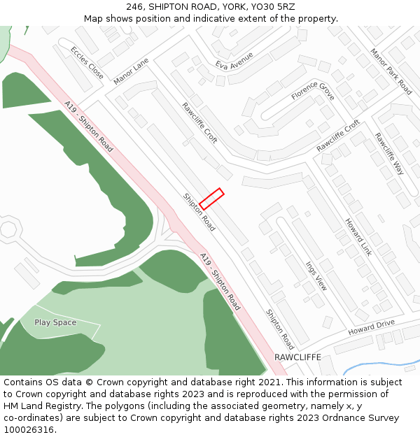 246, SHIPTON ROAD, YORK, YO30 5RZ: Location map and indicative extent of plot