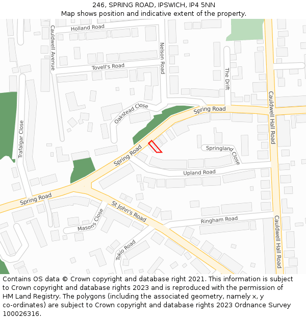 246, SPRING ROAD, IPSWICH, IP4 5NN: Location map and indicative extent of plot