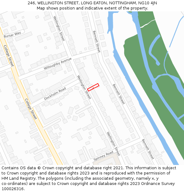 246, WELLINGTON STREET, LONG EATON, NOTTINGHAM, NG10 4JN: Location map and indicative extent of plot