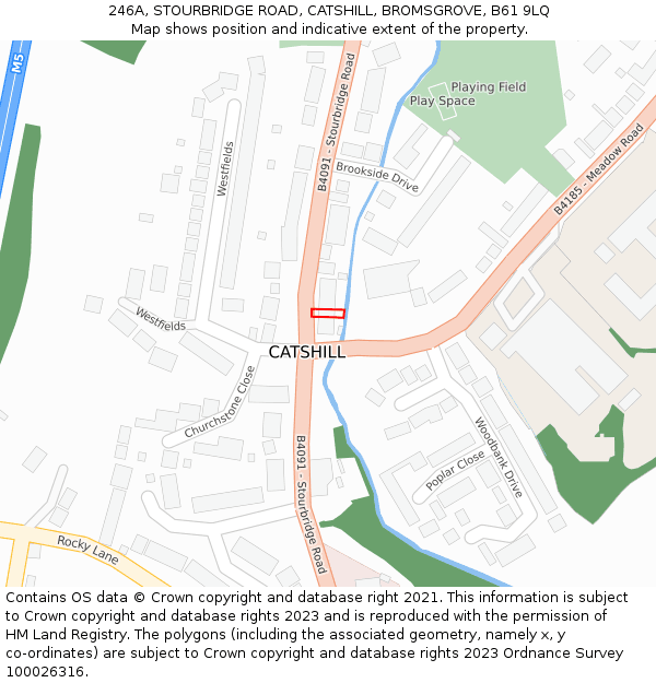 246A, STOURBRIDGE ROAD, CATSHILL, BROMSGROVE, B61 9LQ: Location map and indicative extent of plot