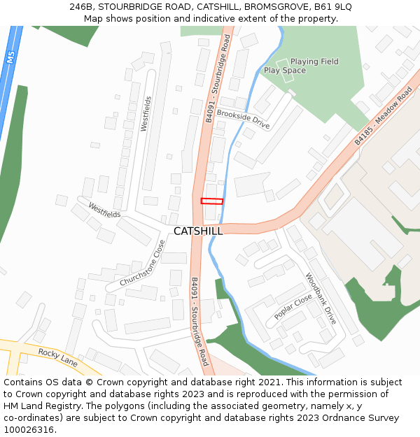 246B, STOURBRIDGE ROAD, CATSHILL, BROMSGROVE, B61 9LQ: Location map and indicative extent of plot