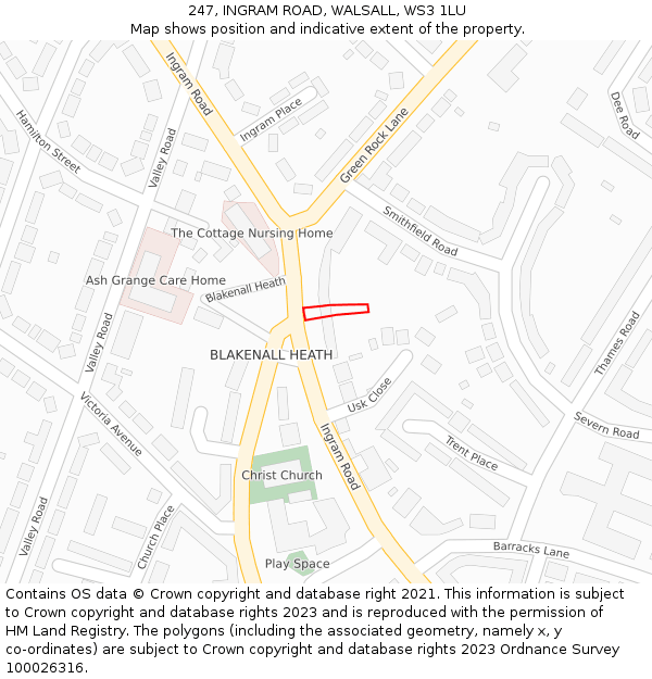 247, INGRAM ROAD, WALSALL, WS3 1LU: Location map and indicative extent of plot