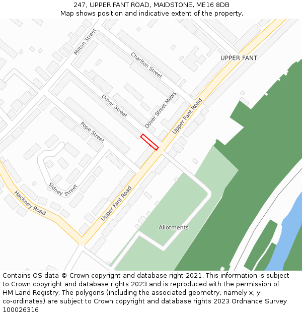 247, UPPER FANT ROAD, MAIDSTONE, ME16 8DB: Location map and indicative extent of plot