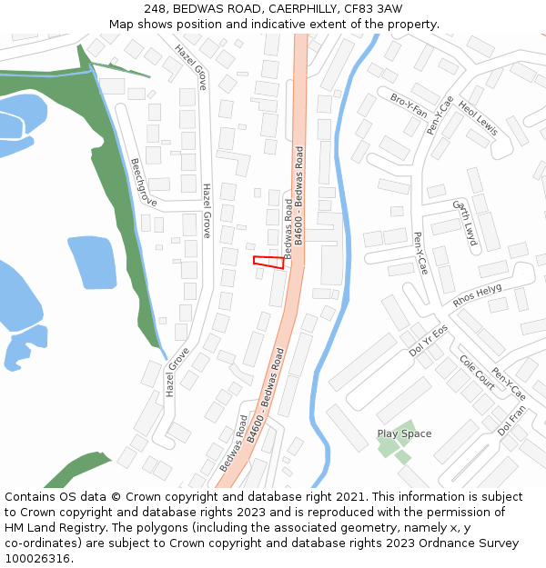 248, BEDWAS ROAD, CAERPHILLY, CF83 3AW: Location map and indicative extent of plot