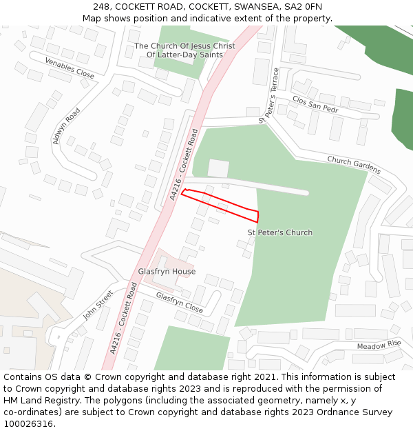 248, COCKETT ROAD, COCKETT, SWANSEA, SA2 0FN: Location map and indicative extent of plot