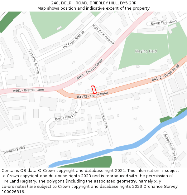 248, DELPH ROAD, BRIERLEY HILL, DY5 2RP: Location map and indicative extent of plot