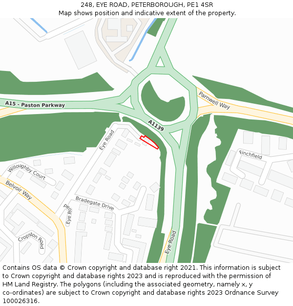 248, EYE ROAD, PETERBOROUGH, PE1 4SR: Location map and indicative extent of plot