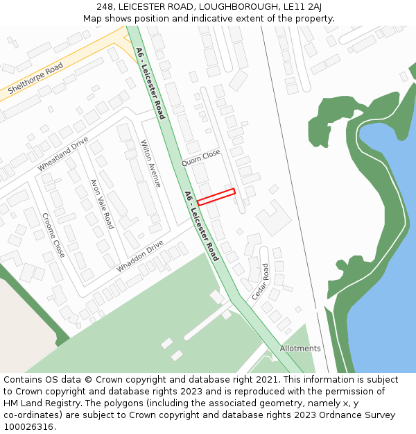 248, LEICESTER ROAD, LOUGHBOROUGH, LE11 2AJ: Location map and indicative extent of plot