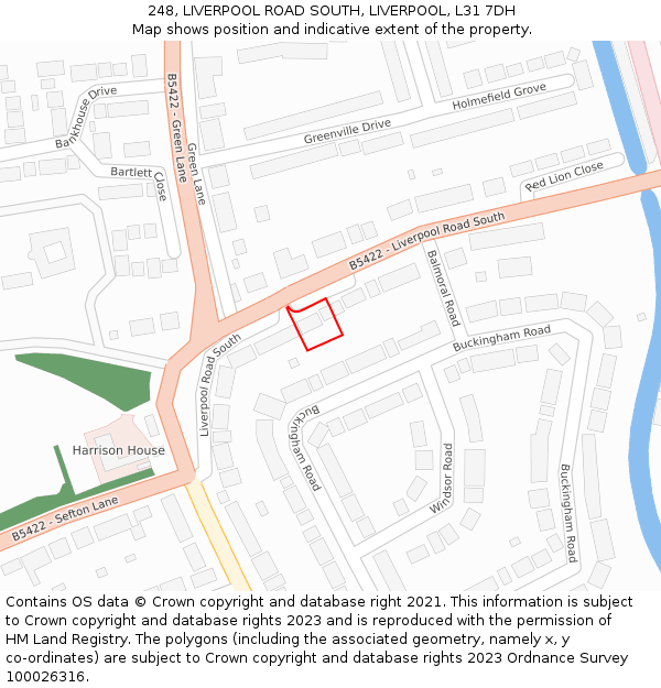 248, LIVERPOOL ROAD SOUTH, LIVERPOOL, L31 7DH: Location map and indicative extent of plot