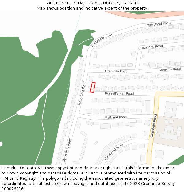 248, RUSSELLS HALL ROAD, DUDLEY, DY1 2NP: Location map and indicative extent of plot