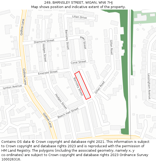 249, BARNSLEY STREET, WIGAN, WN6 7HJ: Location map and indicative extent of plot