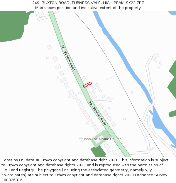 249, BUXTON ROAD, FURNESS VALE, HIGH PEAK, SK23 7PZ: Location map and indicative extent of plot