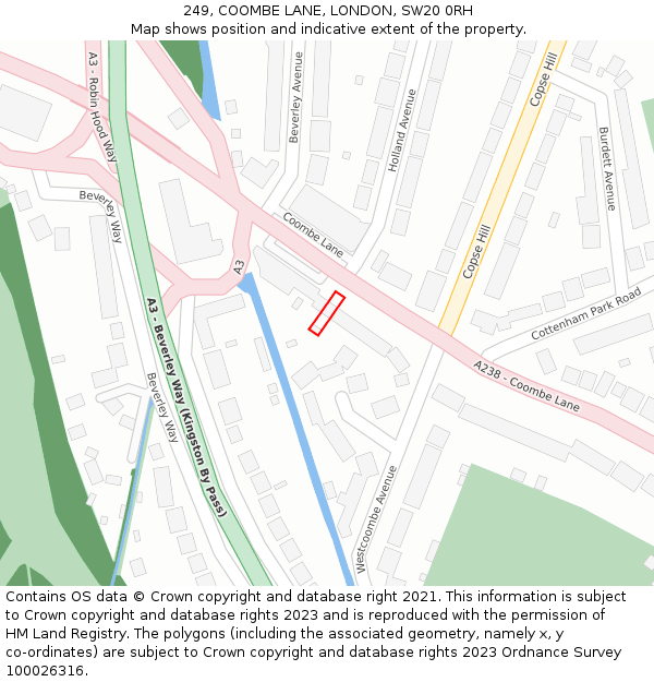 249, COOMBE LANE, LONDON, SW20 0RH: Location map and indicative extent of plot