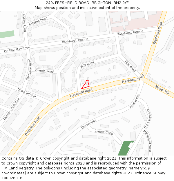 249, FRESHFIELD ROAD, BRIGHTON, BN2 9YF: Location map and indicative extent of plot