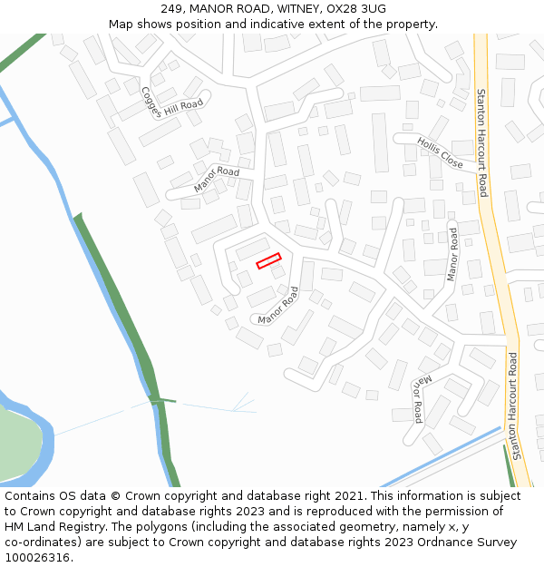 249, MANOR ROAD, WITNEY, OX28 3UG: Location map and indicative extent of plot