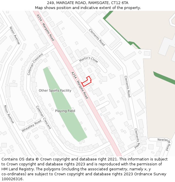 249, MARGATE ROAD, RAMSGATE, CT12 6TA: Location map and indicative extent of plot