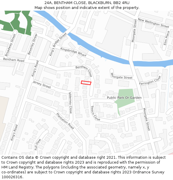 24A, BENTHAM CLOSE, BLACKBURN, BB2 4RU: Location map and indicative extent of plot