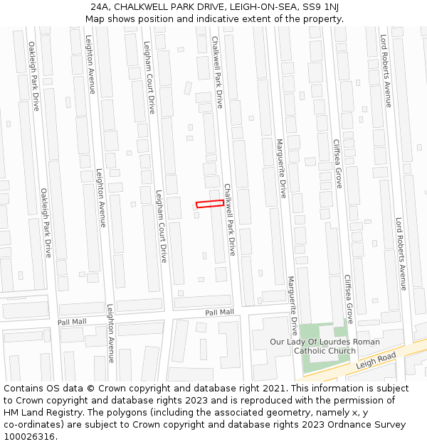 24A, CHALKWELL PARK DRIVE, LEIGH-ON-SEA, SS9 1NJ: Location map and indicative extent of plot