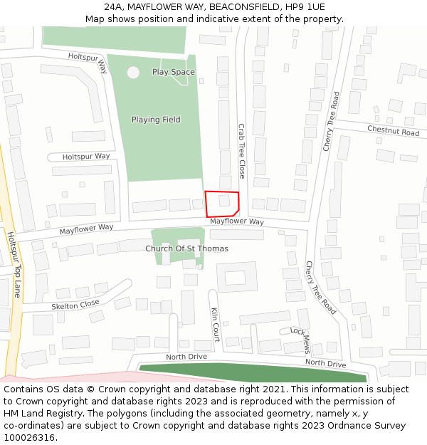 24A, MAYFLOWER WAY, BEACONSFIELD, HP9 1UE: Location map and indicative extent of plot