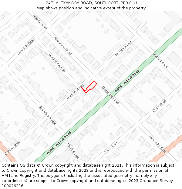 24B, ALEXANDRA ROAD, SOUTHPORT, PR9 0LU: Location map and indicative extent of plot