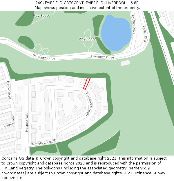 24C, FAIRFIELD CRESCENT, FAIRFIELD, LIVERPOOL, L6 8PJ: Location map and indicative extent of plot