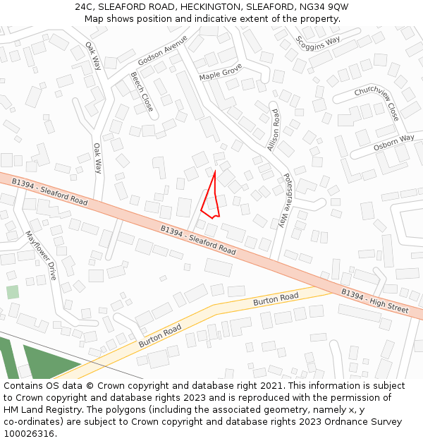 24C, SLEAFORD ROAD, HECKINGTON, SLEAFORD, NG34 9QW: Location map and indicative extent of plot