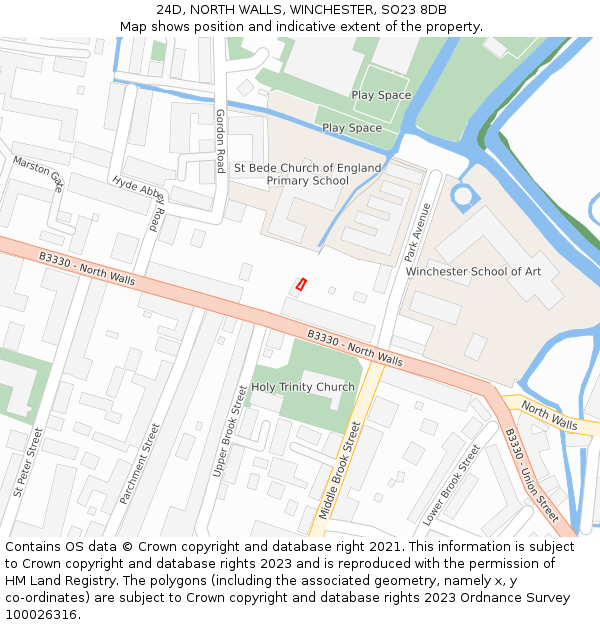 24D, NORTH WALLS, WINCHESTER, SO23 8DB: Location map and indicative extent of plot