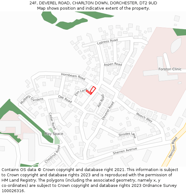 24F, DEVEREL ROAD, CHARLTON DOWN, DORCHESTER, DT2 9UD: Location map and indicative extent of plot
