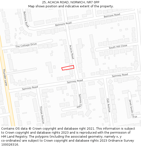 25, ACACIA ROAD, NORWICH, NR7 0PP: Location map and indicative extent of plot