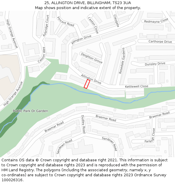 25, ALLINGTON DRIVE, BILLINGHAM, TS23 3UA: Location map and indicative extent of plot