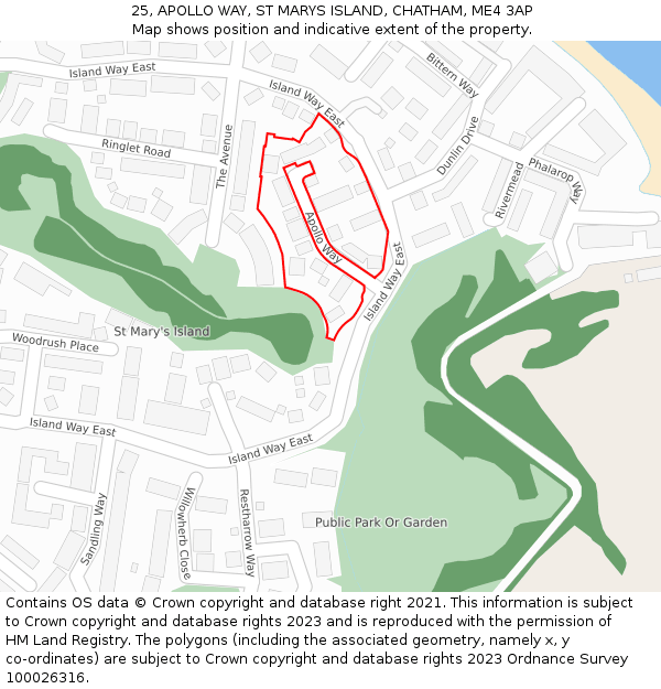 25, APOLLO WAY, ST MARYS ISLAND, CHATHAM, ME4 3AP: Location map and indicative extent of plot