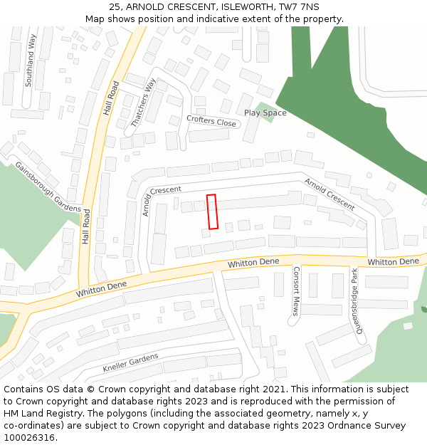 25, ARNOLD CRESCENT, ISLEWORTH, TW7 7NS: Location map and indicative extent of plot
