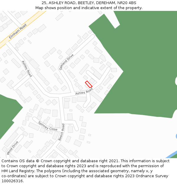 25, ASHLEY ROAD, BEETLEY, DEREHAM, NR20 4BS: Location map and indicative extent of plot