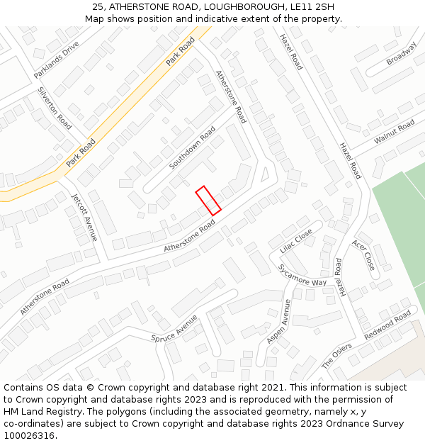 25, ATHERSTONE ROAD, LOUGHBOROUGH, LE11 2SH: Location map and indicative extent of plot