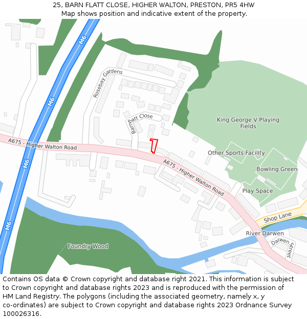 25, BARN FLATT CLOSE, HIGHER WALTON, PRESTON, PR5 4HW: Location map and indicative extent of plot