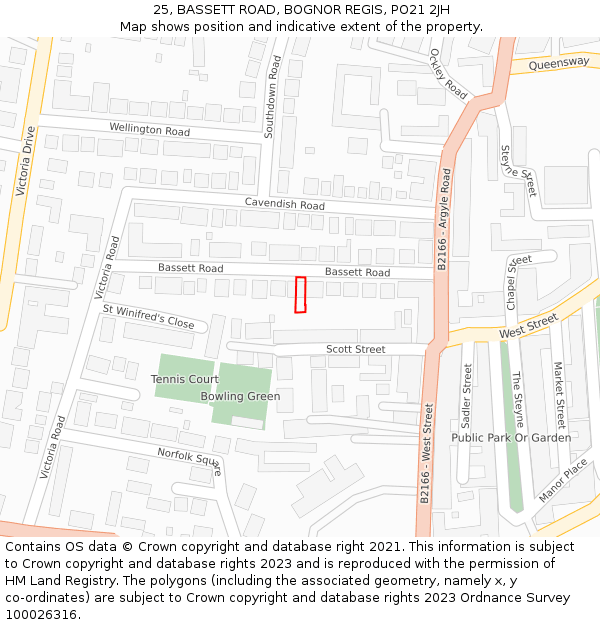 25, BASSETT ROAD, BOGNOR REGIS, PO21 2JH: Location map and indicative extent of plot