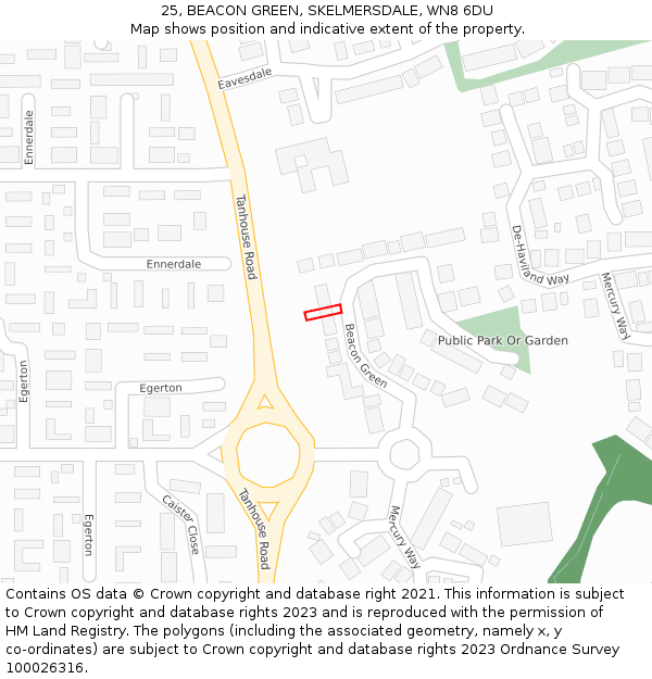 25, BEACON GREEN, SKELMERSDALE, WN8 6DU: Location map and indicative extent of plot
