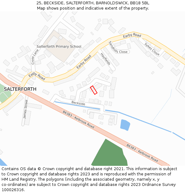 25, BECKSIDE, SALTERFORTH, BARNOLDSWICK, BB18 5BL: Location map and indicative extent of plot
